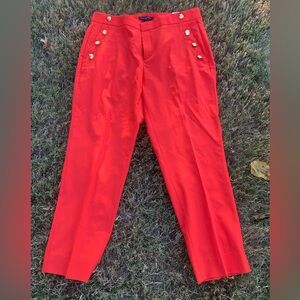 Pant Banana Republic Size 10 Women Gold Button Sailor Pant Orange /Red